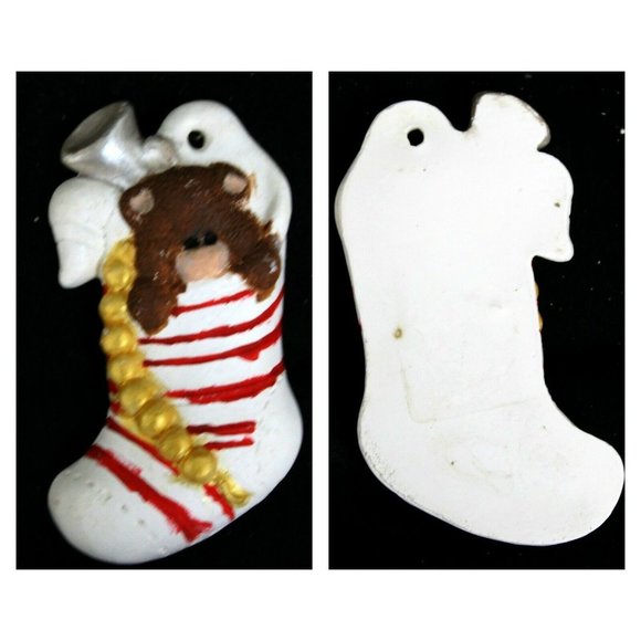 6 Paintable Ceramic Christmas Ornament Painted Bear Santa Presents Mice Books - Picture 2 of 8